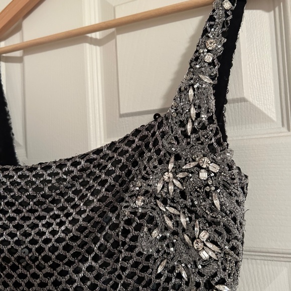 Badgley Mischka Black and Silver full length dress - Picture 7 of 10